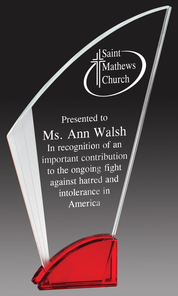 Red Arch Sail Glass Award - AndersonTrophy.com