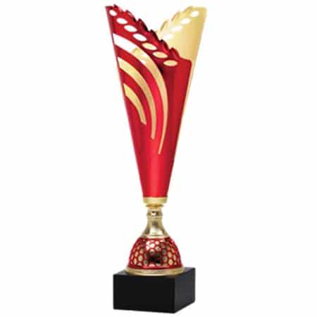 Red Leaf Ring Trophy Cup on Black Marble Base - AndersonTrophy.com