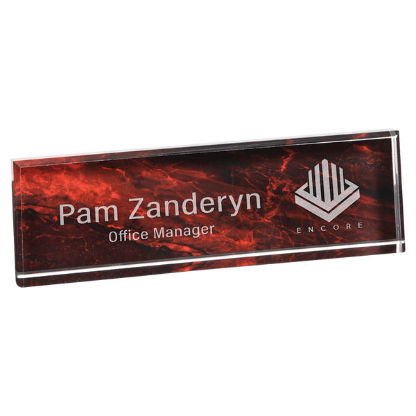 Red Marbled Acrylic Name Bar - AndersonTrophy.com