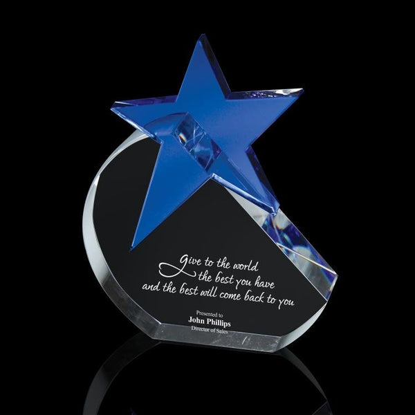 Rising Blue Star Crystal Corporate Award - AndersonTrophy.com