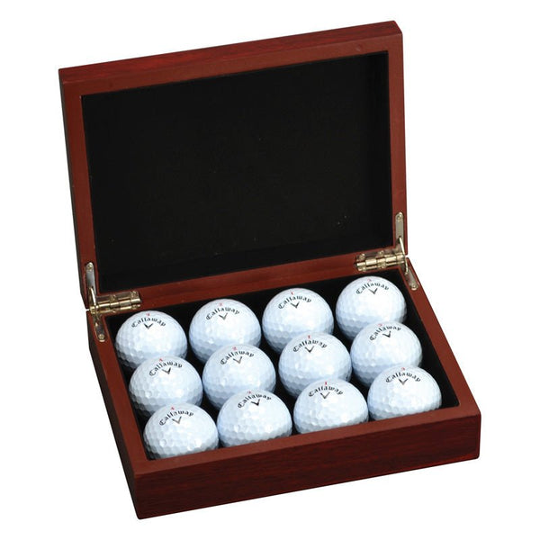 Rosewood Finish Golf Ball Case Gift Set