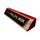 Rosewood Piano Finish Name Wedge with Card Holder - Black to Gold Laser Plate - AndersonTrophy.com