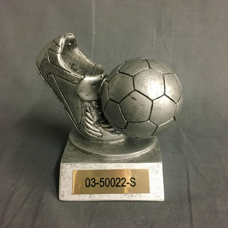 Silver Ball and Shoe Soccer Resin - AndersonTrophy.com