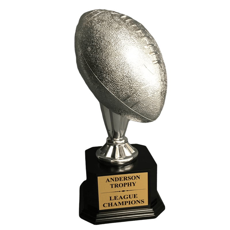 Silver Champions Football Trophy on Matte Black Base - AndersonTrophy.com