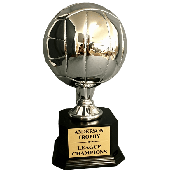 Silver Champions Volleyball Trophy on Black Base - AndersonTrophy.com