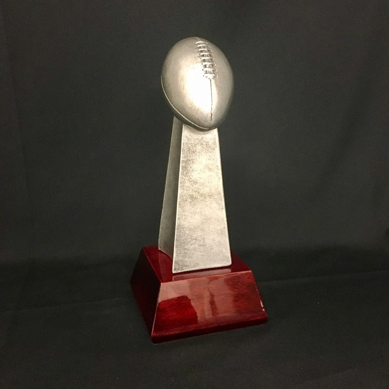 Silver Tower Football Trophy on Glossy Pyramid Base - AndersonTrophy.com