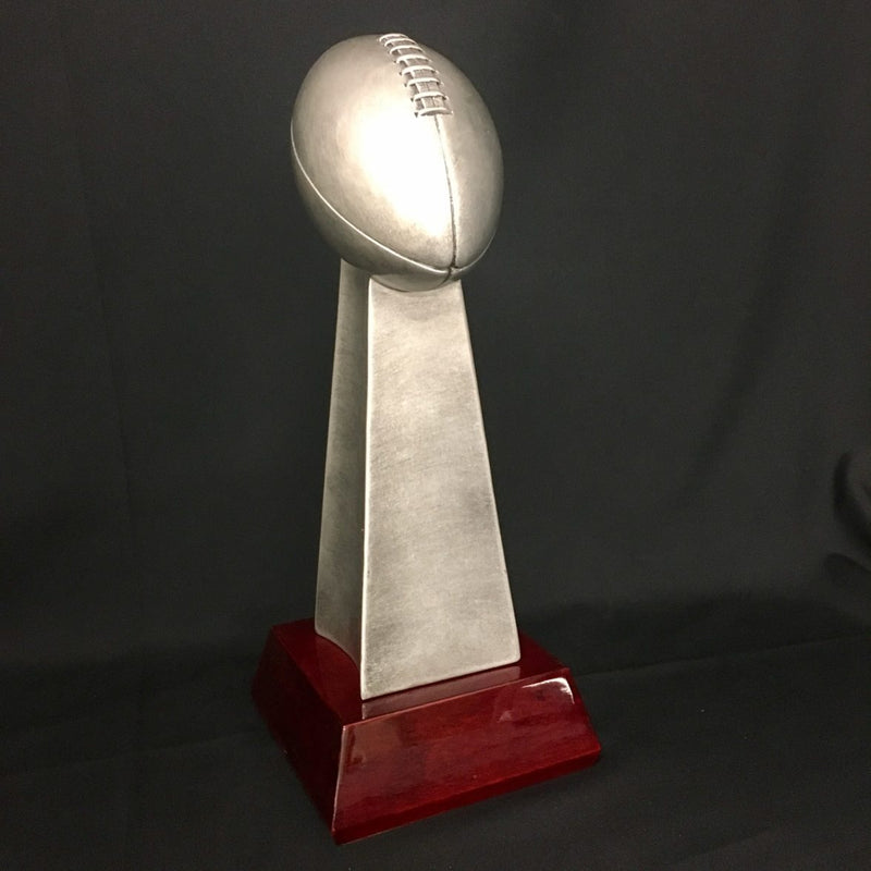 Silver Tower Football Trophy on Glossy Pyramid Base - AndersonTrophy.com