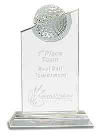 Slope Top Golf Ball Crystal Award - AndersonTrophy.com