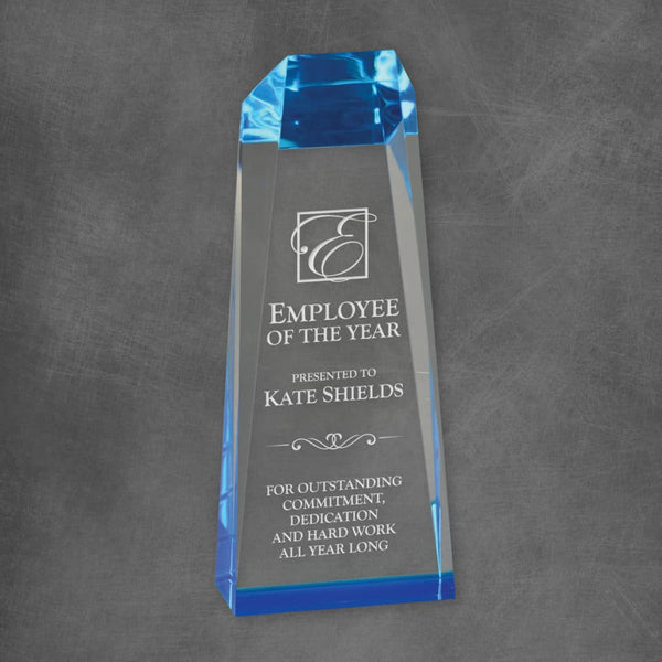 Spectra Obelisk Acrylic Corporate Award - Blue - AndersonTrophy.com