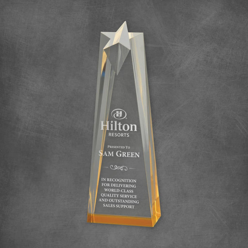 Spectra Obelisk Star Acrylic Corporate Award - Gold - AndersonTrophy.com