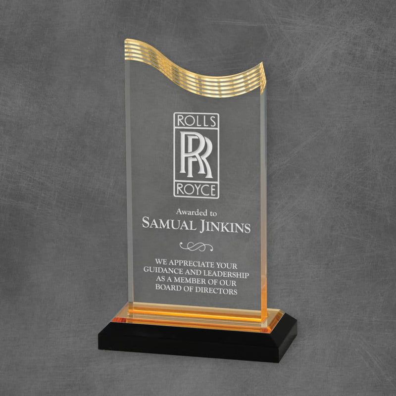 Spectra Wave Acrylic Corporate Award - Gold - AndersonTrophy.com