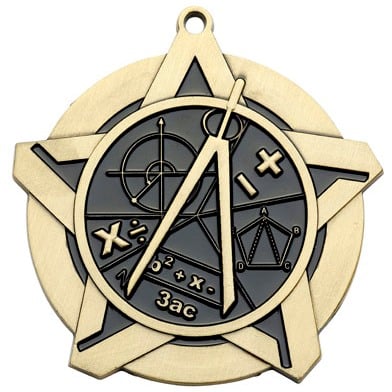 Super Star Math Themed Medal - AndersonTrophy.com