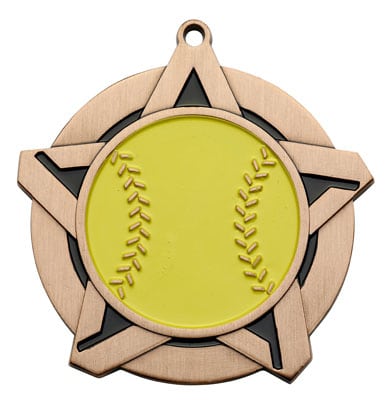 Super Star Softball Themed Medals - AndersonTrophy.com
