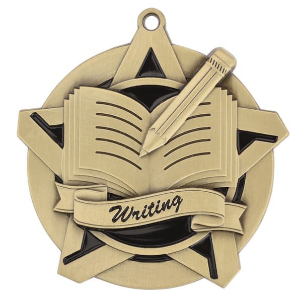 Super Star Writing Themed Medal - AndersonTrophy.com