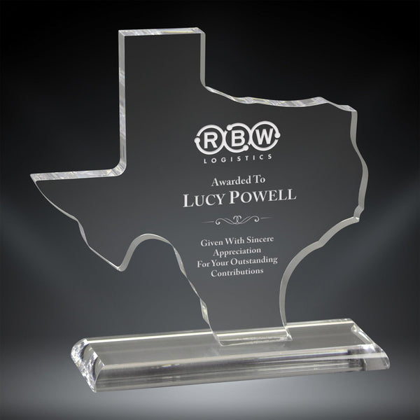 Texas State Acrylic Award - Clear - AndersonTrophy.com