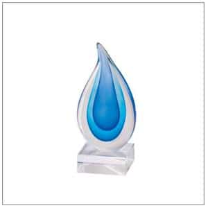 Translucent Blue Tear Drop Glass Art - AndersonTrophy.com