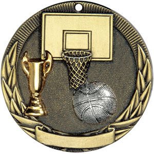 Tri-Colored Basketball Themed Medals - AndersonTrophy.com