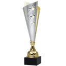 Triple Star Silver/Gold Trophy Cup on Black Marble Base - AndersonTrophy.com