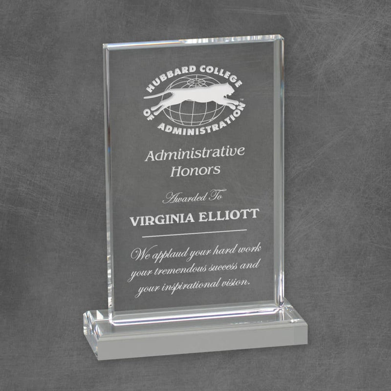 Upright Rectangle Acrylic Corporate Award - Clear - AndersonTrophy.com