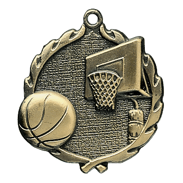 Wreath II Basketball Hoop Medals - AndersonTrophy.com