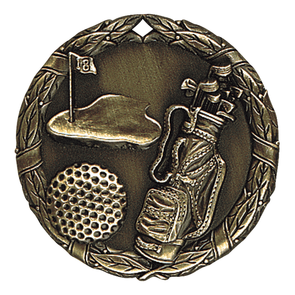 XR Wreath Golf Themed Medals - AndersonTrophy.com