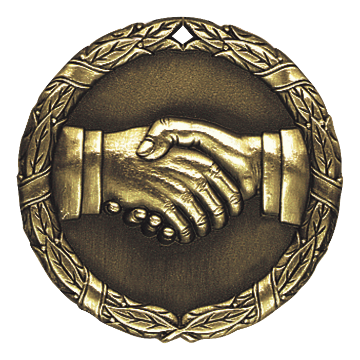 Handshake Themed Medal - XR Wreath Series | Gold Diecast Metal