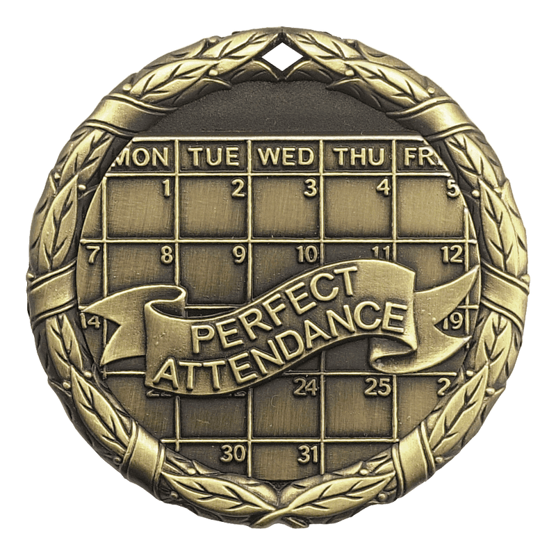 XR Wreath Perfect Attendance Themed Medals - AndersonTrophy.com